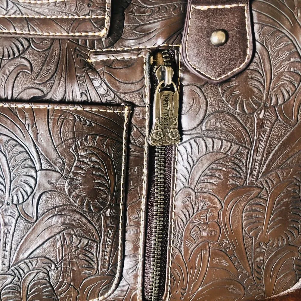 Montana West Trinity Ranch Hair on Cowhide Tooled Leather Concealed Carry Bag